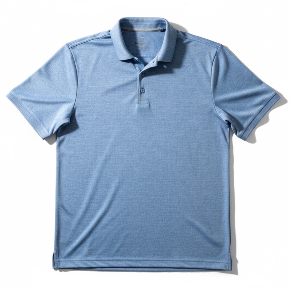 Adidas Golf Heather Blue Performance Polo Shirt Vacation Business Casual Large